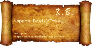 Kapros Boglárka névjegykártya